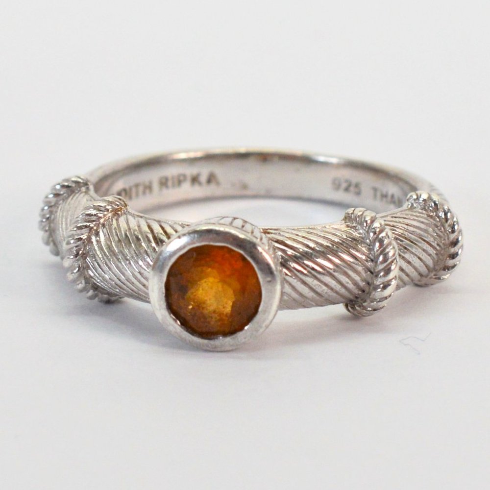 Judith Ripka Sterling Silver Citrine Ring 9